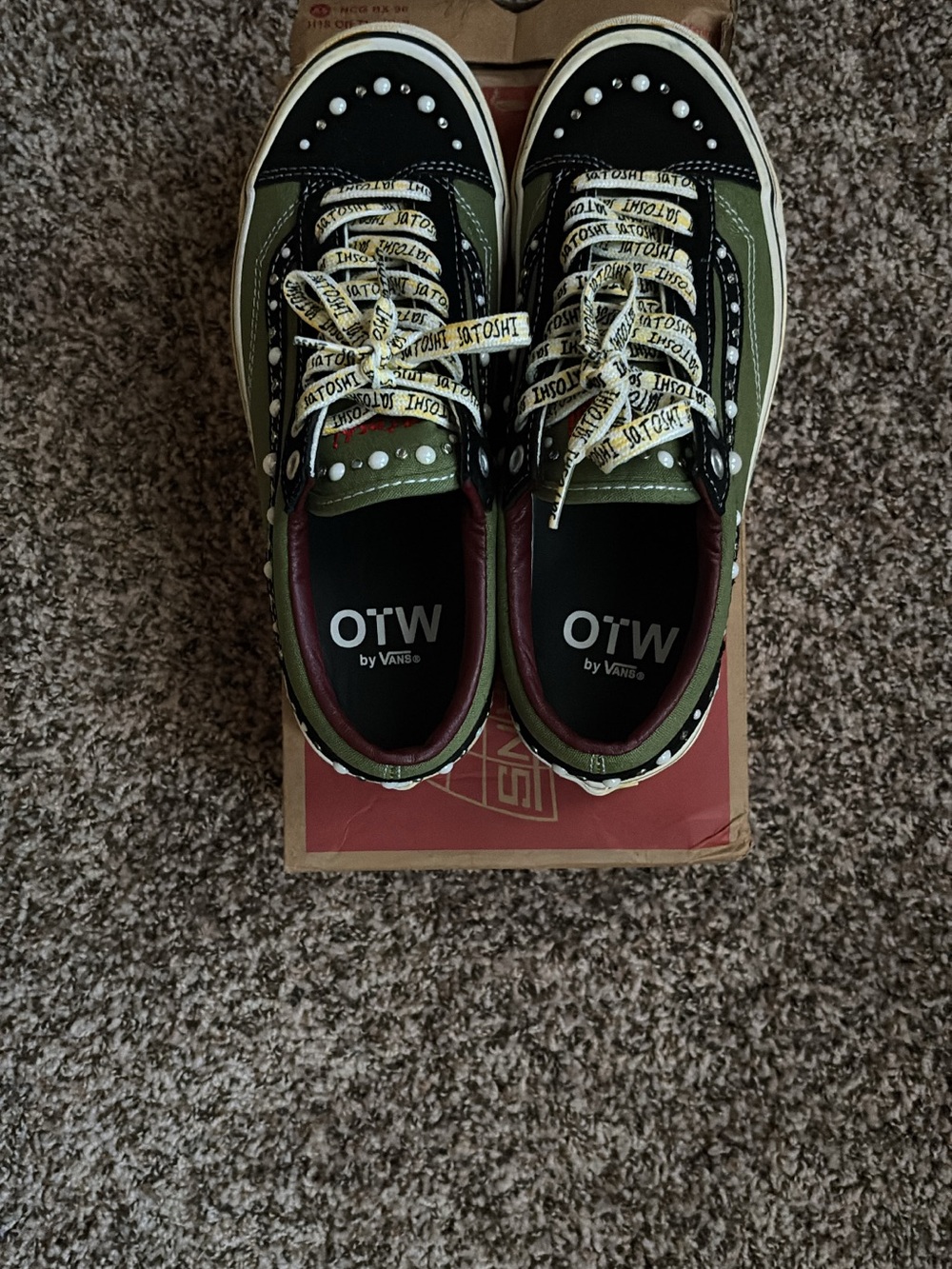 Vans OTW Olive Green & Black Low-Top Sneakers with Stud Detailing